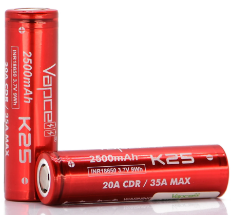 Аккумулятор Vapcell K25 INR18650 2500mAh 20A фото 1